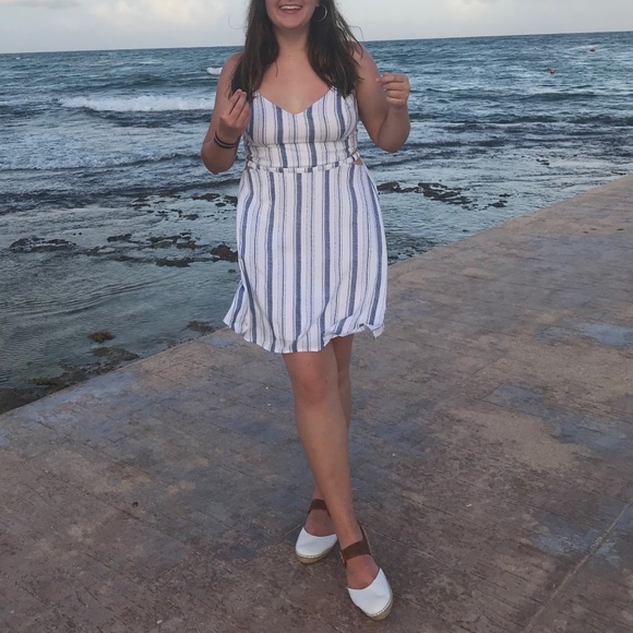 Hollister Blue & White Striped Skater Dress - Picture 2 of 14